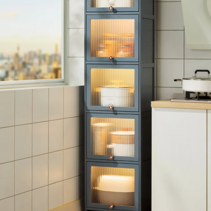 

Kitchen shelf cabinet type floor-to-floor multi-layer crevice locker refrigerator narrow gap to put dishes, dishes, pots and pan