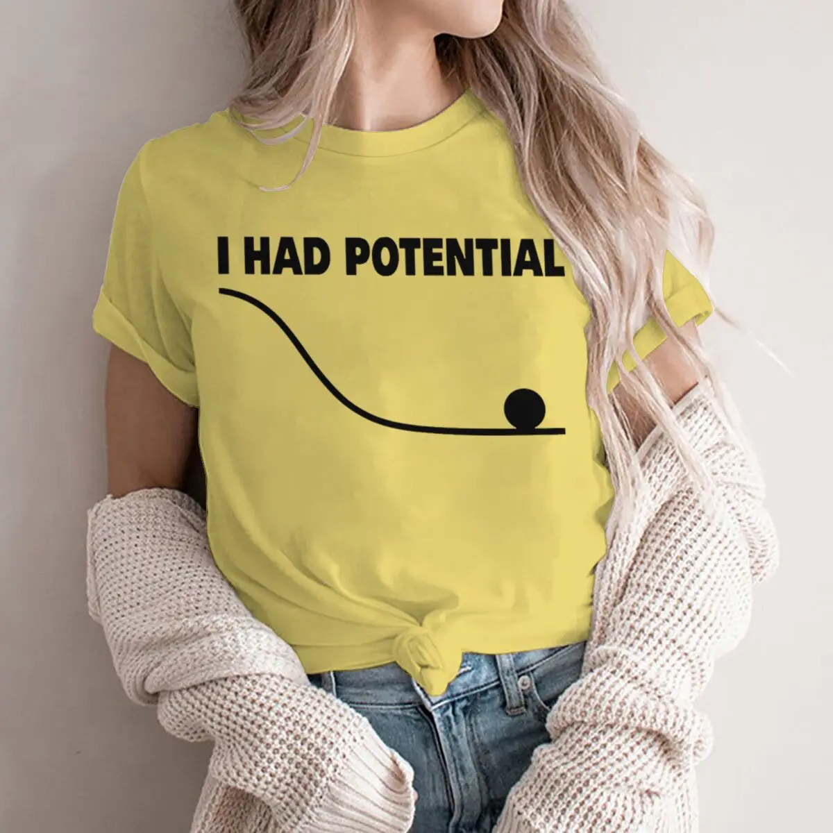 "I Had Potential" Print T Shirt Fun Science Women Men Short Sleeve Streetwear Round Neck Casual Tshirts