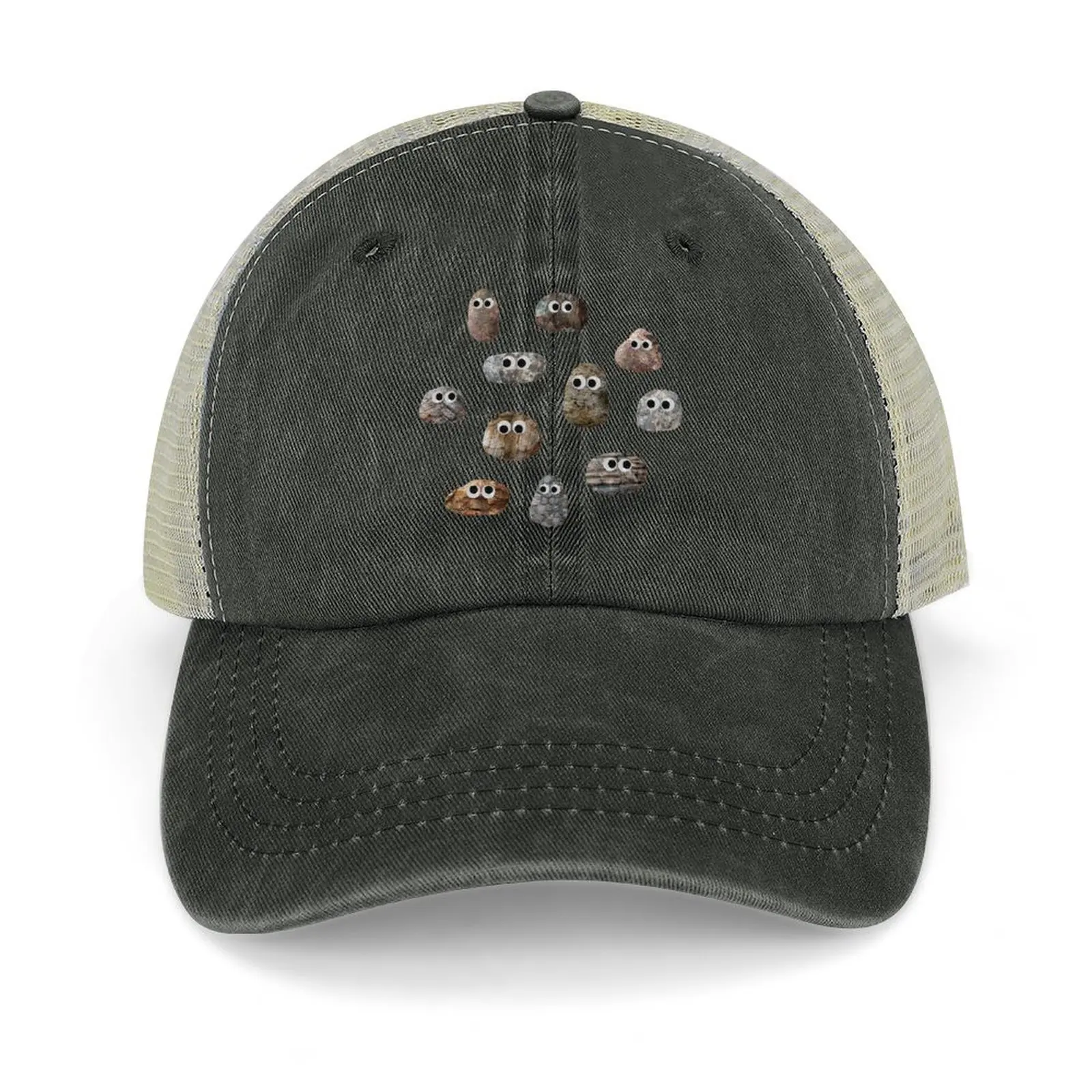 

Rocks with Googly Eyes Cowboy Hat birthday Snap Back Hat Anime Sports Cap Women Hats Men's