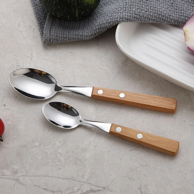 Knife Fork Spoon Tableware 1PC Stainless Steel Cutlery For Western Food Dessert Kitchen Dinnerware cubiertos Wood Handle cutlery set western style cutlery set picnic cutlery set stainless steel cutlery set