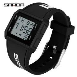 Enhanced Title: SANDA Men's Waterproof Sport Chronograph Digital Watch with Alarm (Black white)