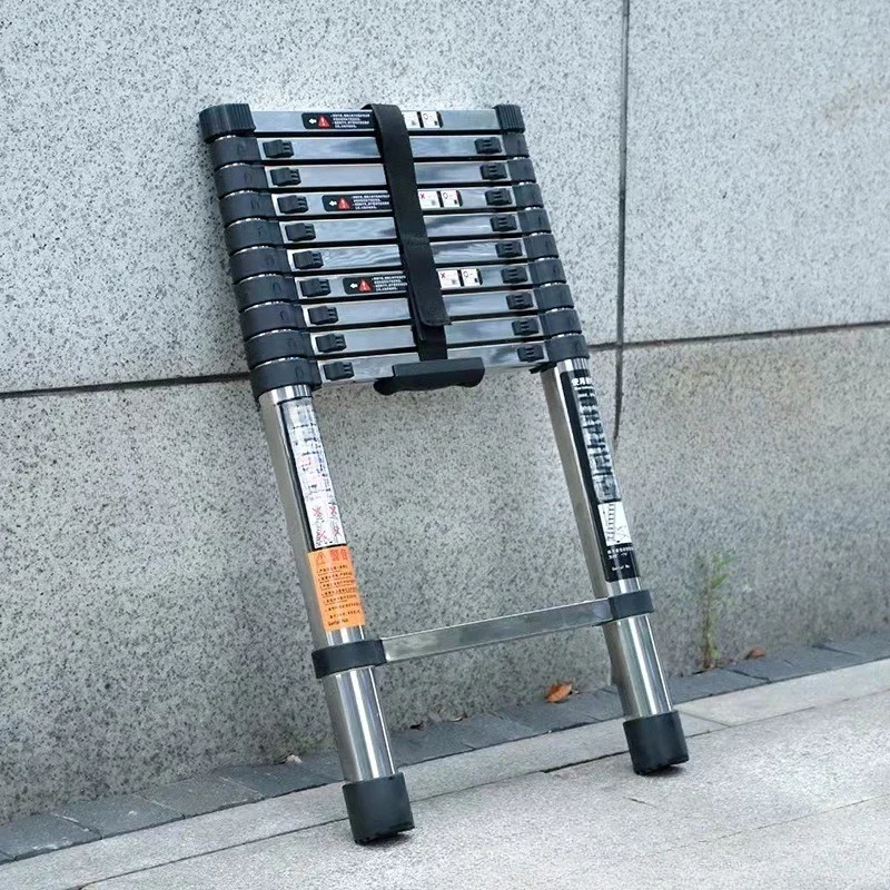 스테인레스 스틸 텔레스코픽 사다리 단면 직선 사다리 엔지니어링 사다리 두꺼운 대나무 사다리 엘리베이터 텔레스코픽