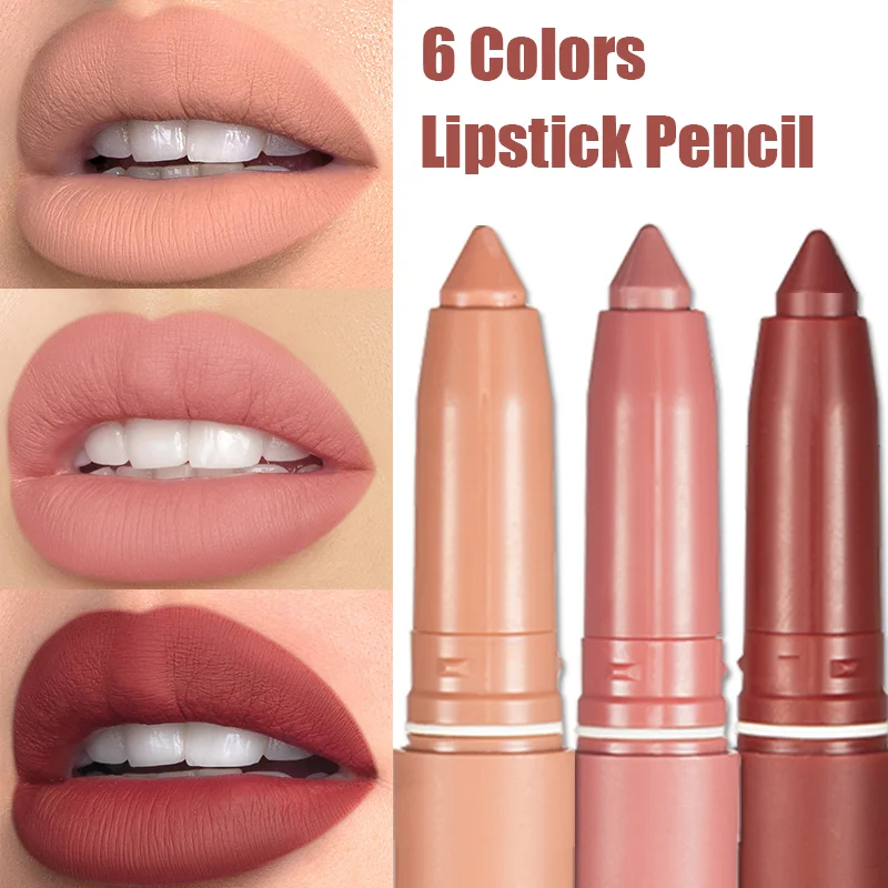 6 Colors Velvet Matte Lips Liner Pencil Nude Dark Red Sexy Lipstick Waterproof Long Lasting