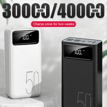 30000mAh/40000mAh Power Bank Micro USB QC Ricarica rapida Powerbank da campeggio esterno Display a LED Caricabatteria esterno portatile