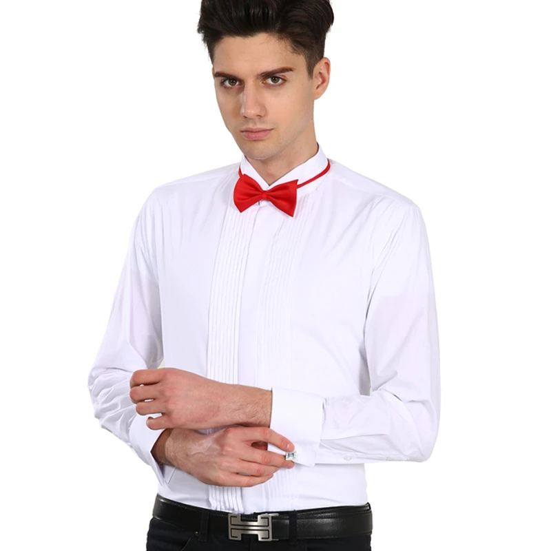 Mens Dress Shirt White Dress Shirt Men's Single-breasted Long-sleeve Square Collar Shirts Wedding/party/performance Camisa Male Chemise S-7XL 8XL