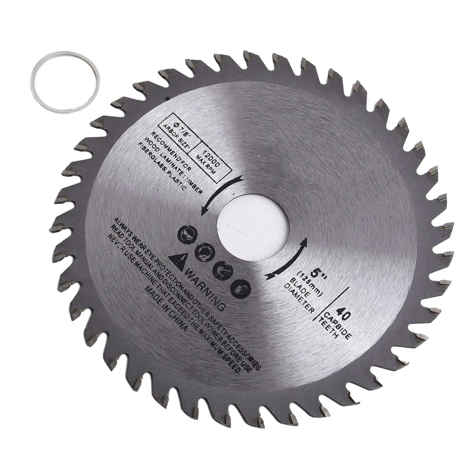 Cutting Saw Blades 5inch 125mm Cutting Disc Mini Circular Saw Blade Wood Plastic Metal Rotating Carbide Cutting Tools 40 Teeth 12000 Max RPM