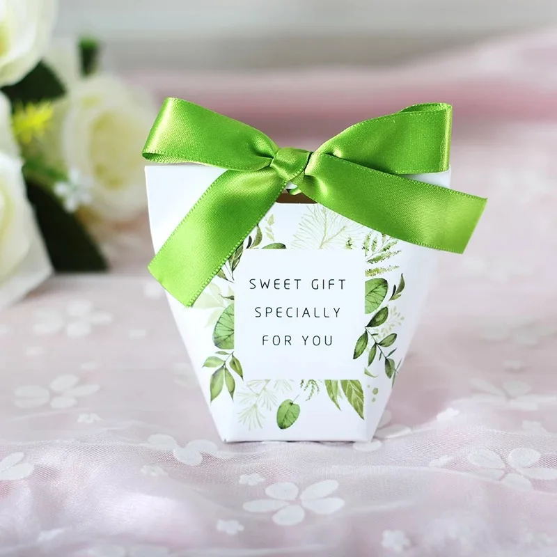 

100pcs New European Wedding Favors Green leaves Candy Boxes Sweet Gift Box thanksgiving box Party Chocolate Box
