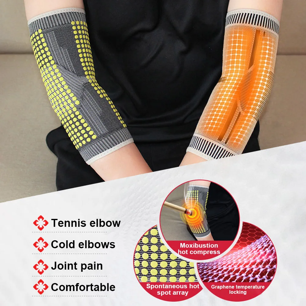 Self Heating Elbow Support Pads Arm Compression Support Elbow Sleeve Protector For Tendonitis Tennis Outdoor Activities 2 Pcs