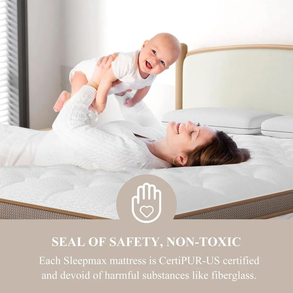 Queen Mattress, 6-Layer Design for Back Pain Relief, Bed in Box, Fiberglass Free, CertiPUR-US Certified, 14 Inch Plush Mattress