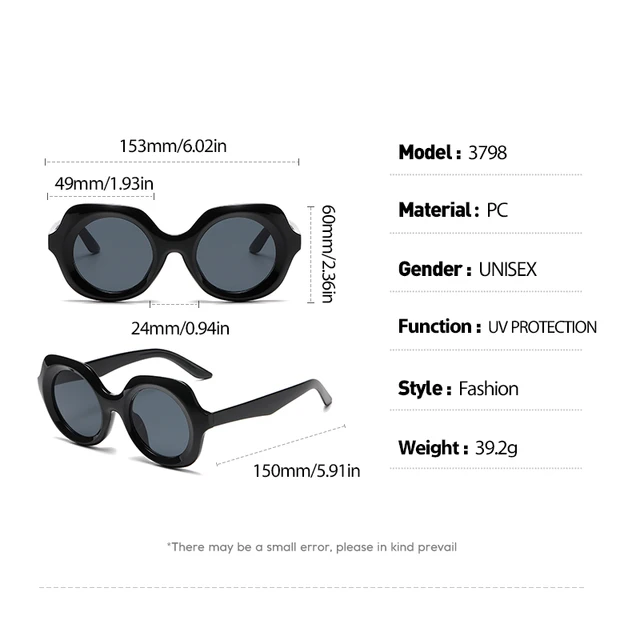 1 par de gafas de sol para mujer, montura redonda moderna, diseño elegante y único, favorecedoras para el rostro, estilo urbano a la moda, adecuadas para 6