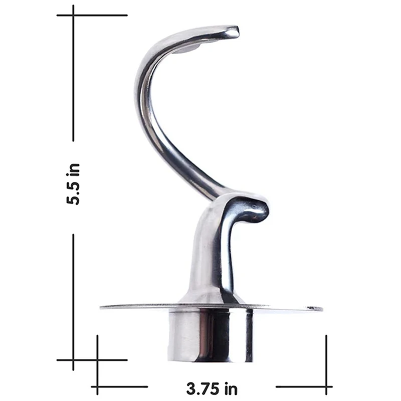 Stainless Steel Spiral Dough Hook For Kitchenaid Stand Mixer, Fits 4.5-5 QT Mixing Bowl For Tilt-Head Stand Mixers