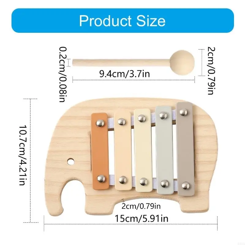 5 Note Xylophone with Mallet Coordination Hand Piano Toy Xylophone Educational Musical Toy for Performances