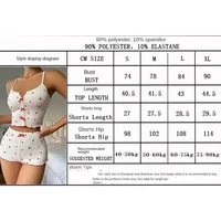1 ensemble de vêtements de nuit pour femmes, ensemble pyjama en tissu côtelé doux imprimé cœur avec garniture à volants, haut caraco décontracté et ensemble court, vêtements de détente 6