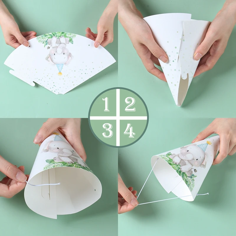 Description Picture 5 of item6pcs/lot New Lovely cartoon Jungle Lion Theme Party Paper Caps Cartoon Animal Party Hats For Kids Birthday Party Supplies