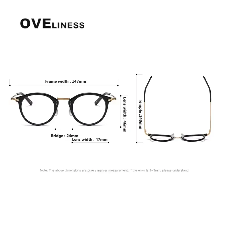 Acetat Titan Brillengestell Herren Vintage Retro Runde Brillengestelle Damen Brille Japanische Brillen – Detail 7