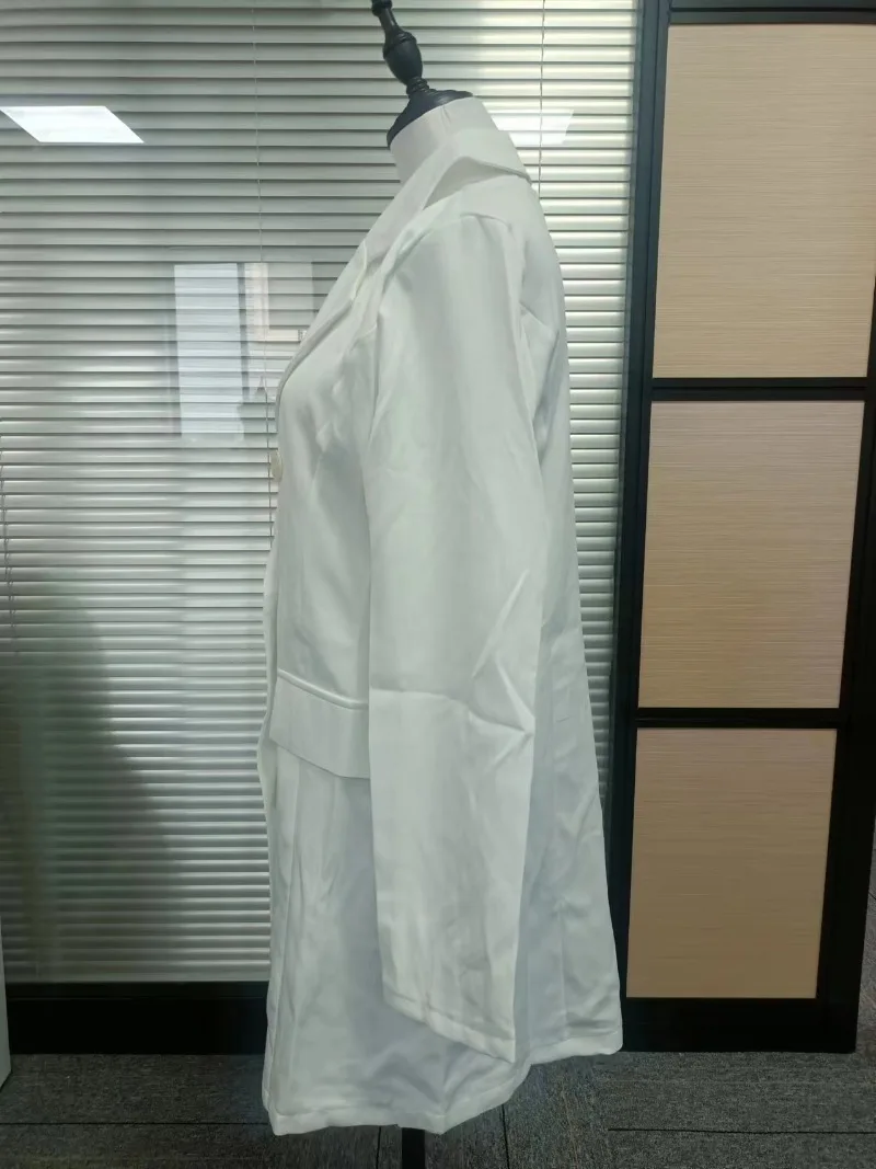 Double Breasted White Trench Coat Women Winter Vintage Jacket Slim Trench Female Lapel Solid Office Ladies Trench Dress OL