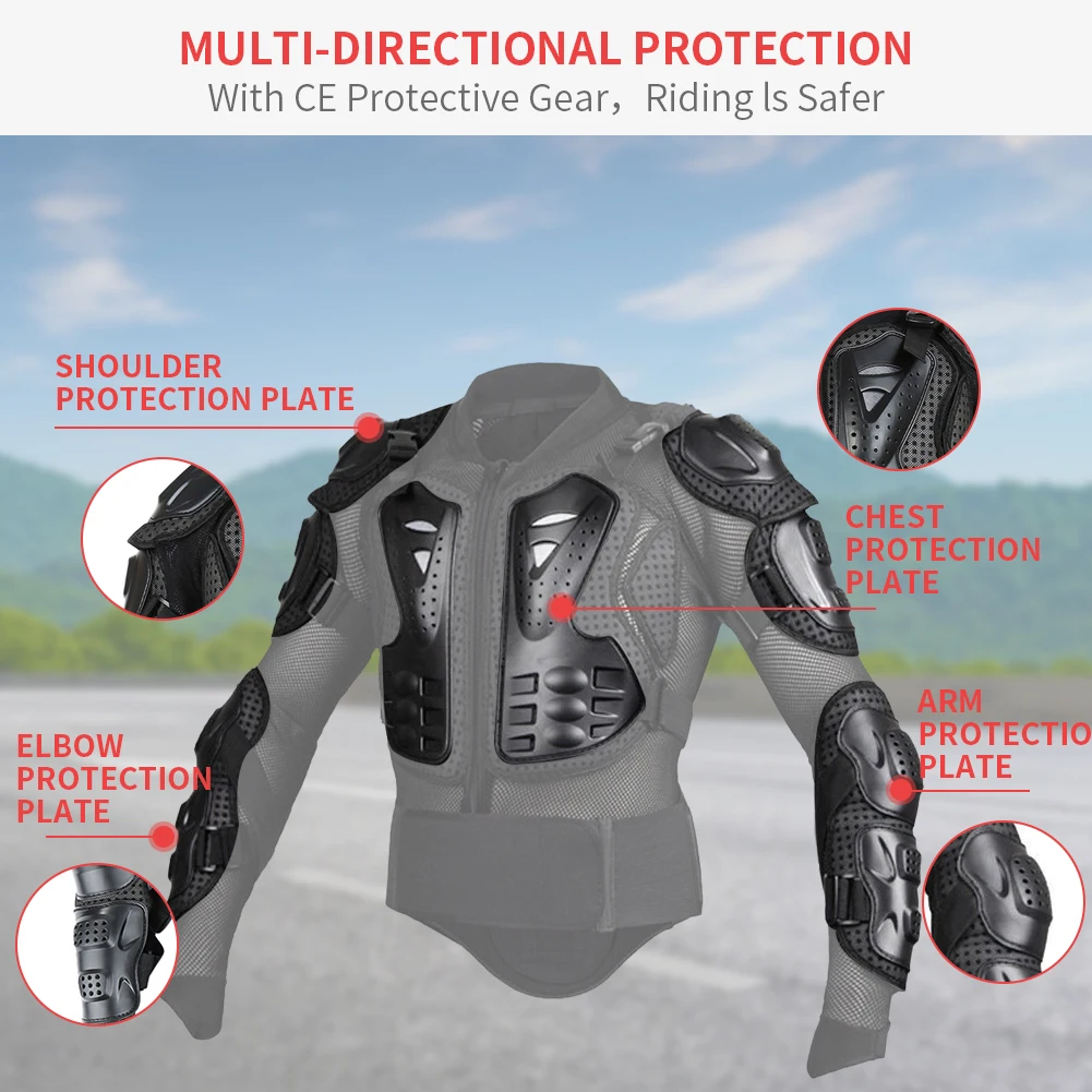 

Motorcycle Protective Armor Gear Full Body Armor Cloth Motocross Turtle Back Protection Motorcycle Jackets Black Durable