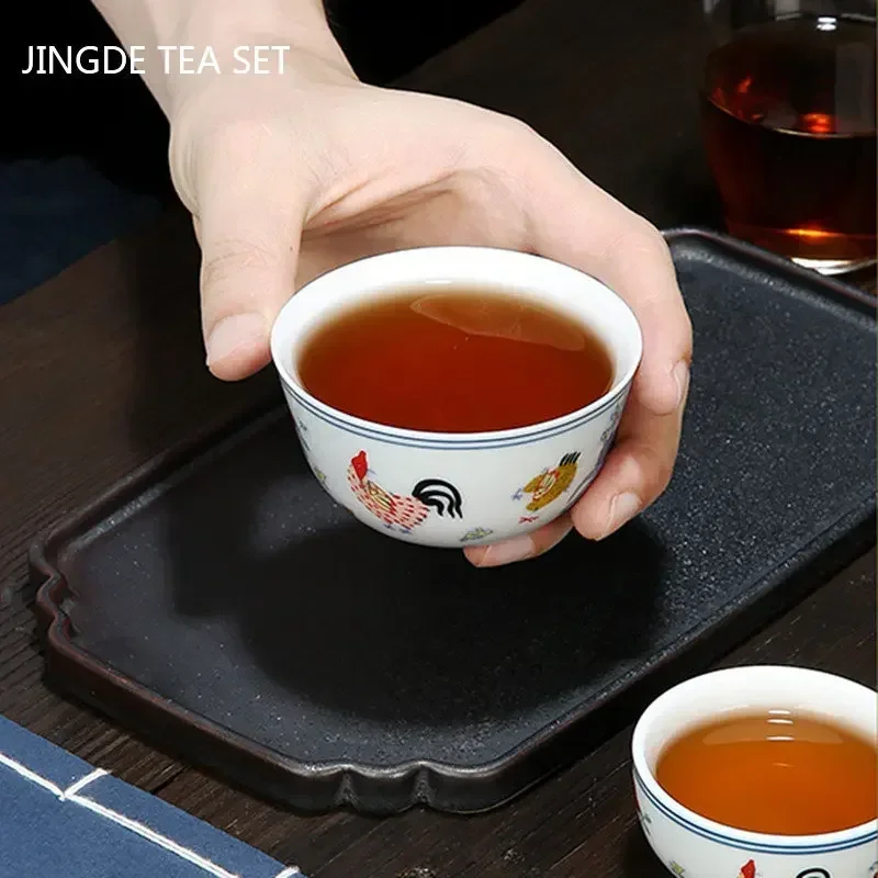 Antique Ceramic Master Cup Portable Personal Single Mug Meditation Cups Chinese White Porcelain Teacup Tea Set Accessories