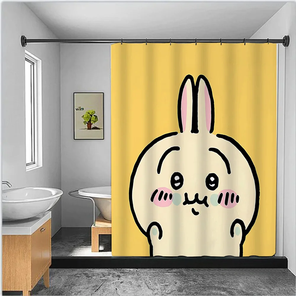 Shower Amine Chiikawas Curtain Waterproof Polyester Fabric Paint Colorful Bath Curtains Home Bathroom Decor Curtain With Hook 3