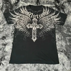 Vintage Punk Graphic Print Oversized T-Shirt - Women's Round Neck Cotton Tee - XXXL (Affliction-1)