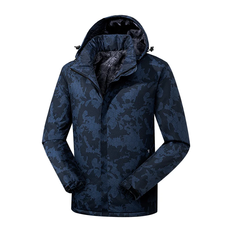 Wool Lined Mountain Jacket Men's Winter Waterproof Camping Hooded Jacket Women's Snowboard Parka Camouflage Outdoor Windbreaker