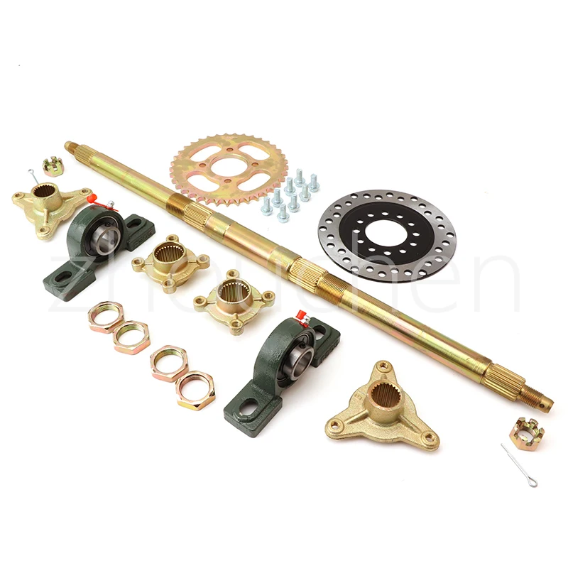 

610mm Rear Axle Assy With 428# 37T Sprocket 160mm Brake Disc UCP204 Bearing M8*3 Wheel hub Fit For DIY Electric ATV Buggy Parts