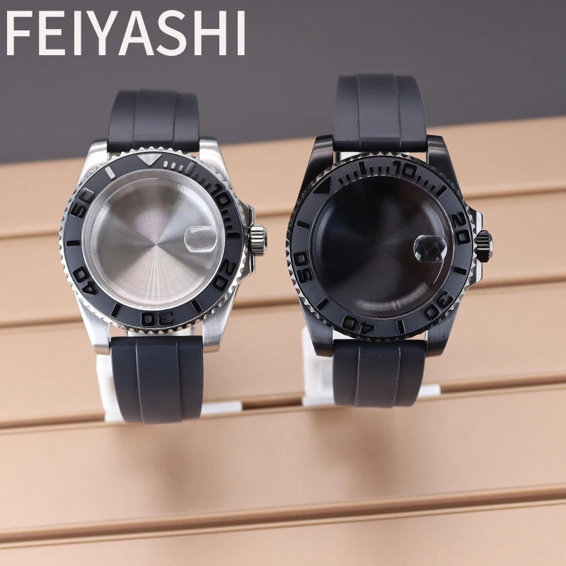 FEIYASHI 40mm Watch Stainless Steel Case Rubber Strap Parts For Seiko nh34 nh35 nh36/38 Miyota 8215 Eta 2824 Movement 28.5 Dial