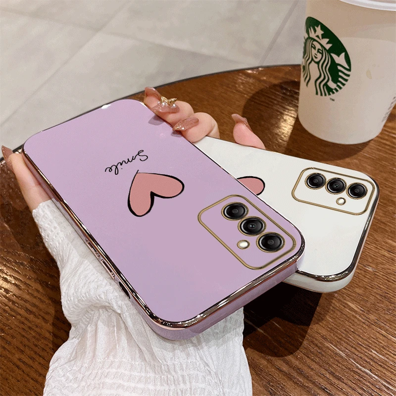 Big Pink Heart Luxury Plating Phone Case Cover