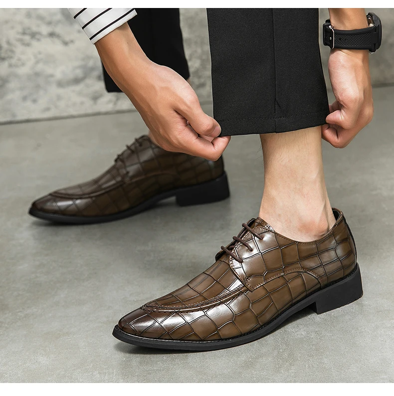 Men Derby Shoes Split Leather 38-46 Big Size Fashion Black Lace-up Oxford Flats Classic Business Formal Casual Loafers