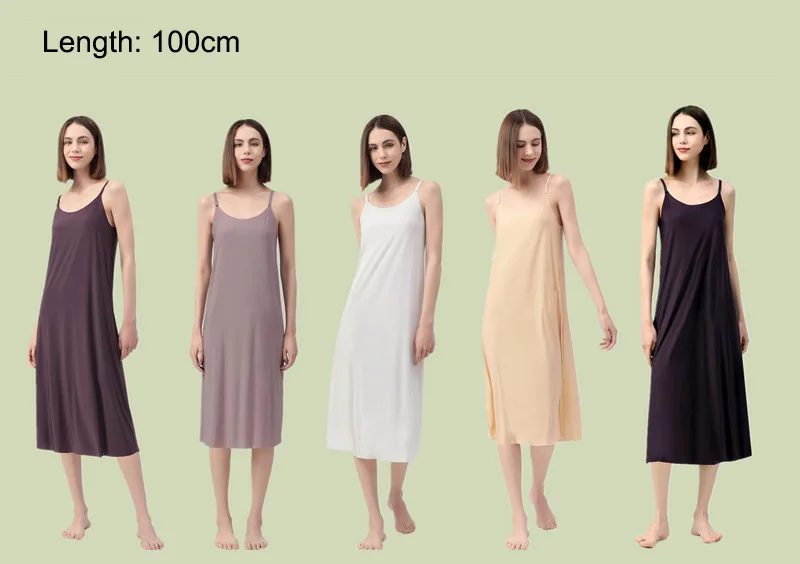 Description Picture 4 of itemSeamless Full Slip Dresses for Women Summer Plus Size Silky Petticoat Underskirt Dress Sleeveless Underwear Night Wear Ootd