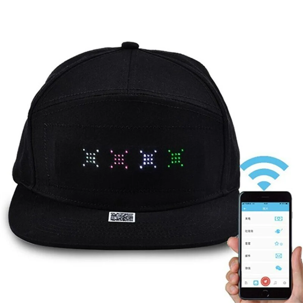 Unisex Baseball Cap USB Rechargeable Bluetooth APP Programmable LED Scrolling Message Display Board Hip Hop Street Snapback Hat baseball cap baseball caps baseball hats