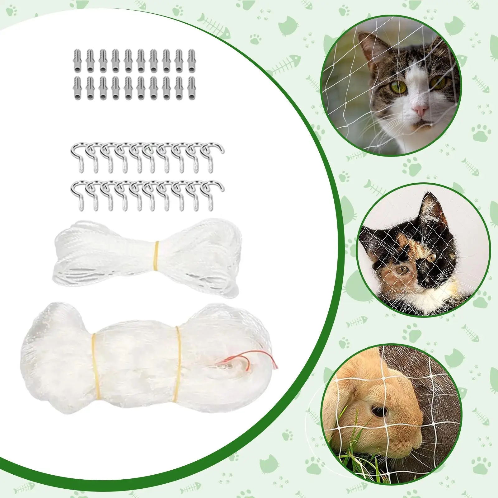고양이 발코니 그물망 10 x 33피트 나일론, 고강도, 강화 보호 장벽, 테라스용 애완동물 발코니 스크린 펫 메쉬 펜스