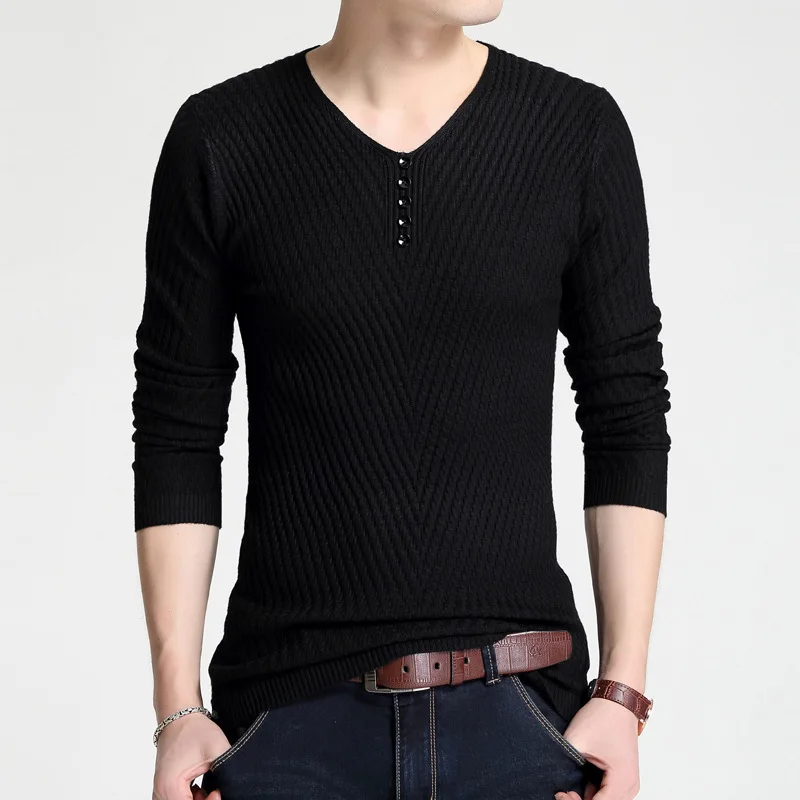 

Men's Winter Sweater Korean New Casual V-Neck Men's Sweater Long Sleeve Knitted Pull Homme Pullover Solid Mens Clothing
