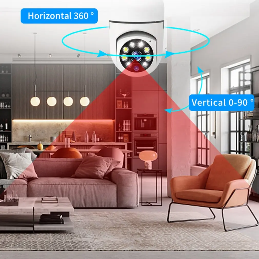 2026 Hot E27 Screw Camera WIFI Surveillance Bulb Camera Full-color Day And Night Lighting Double Light 360 Rotation Dropshipping 3