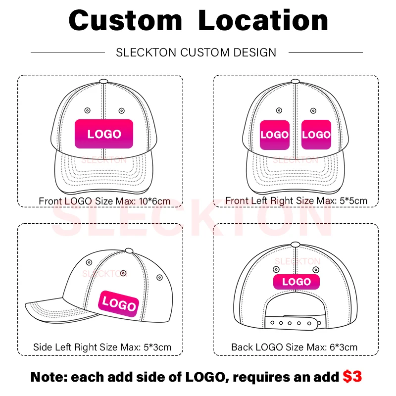 SLECKTON Custom Baseball Cap Fashion Letter Embroidery Sun Hats for Women and Men Cotton Design LOGO Wholesale Unisex Caps 3