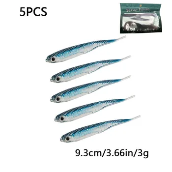 5 Pezzi/Lotto Esche Morbide da Pesca 7CM 7.2CM 9.2CM 2G 2.2G 2.7G Esche a Coda a T Colori Arcobaleno con Paillettes e Spinner