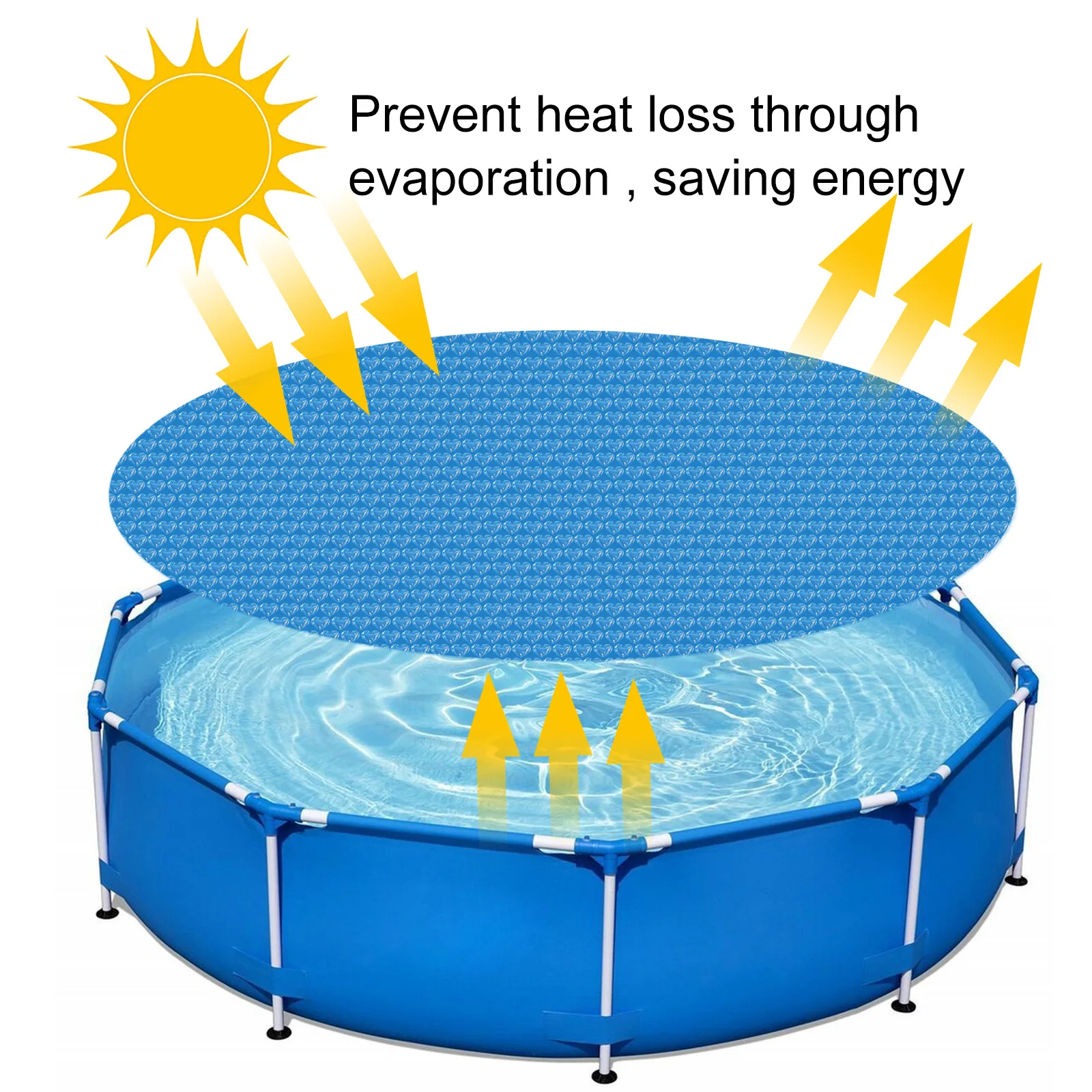 Couverture Solaire à Bulles Pour Piscine - Rond Ou Rectangle - Tailles 1,8m, 2,4m, 3m - Isolante, Anti-poussière, Réduit L'évaporation