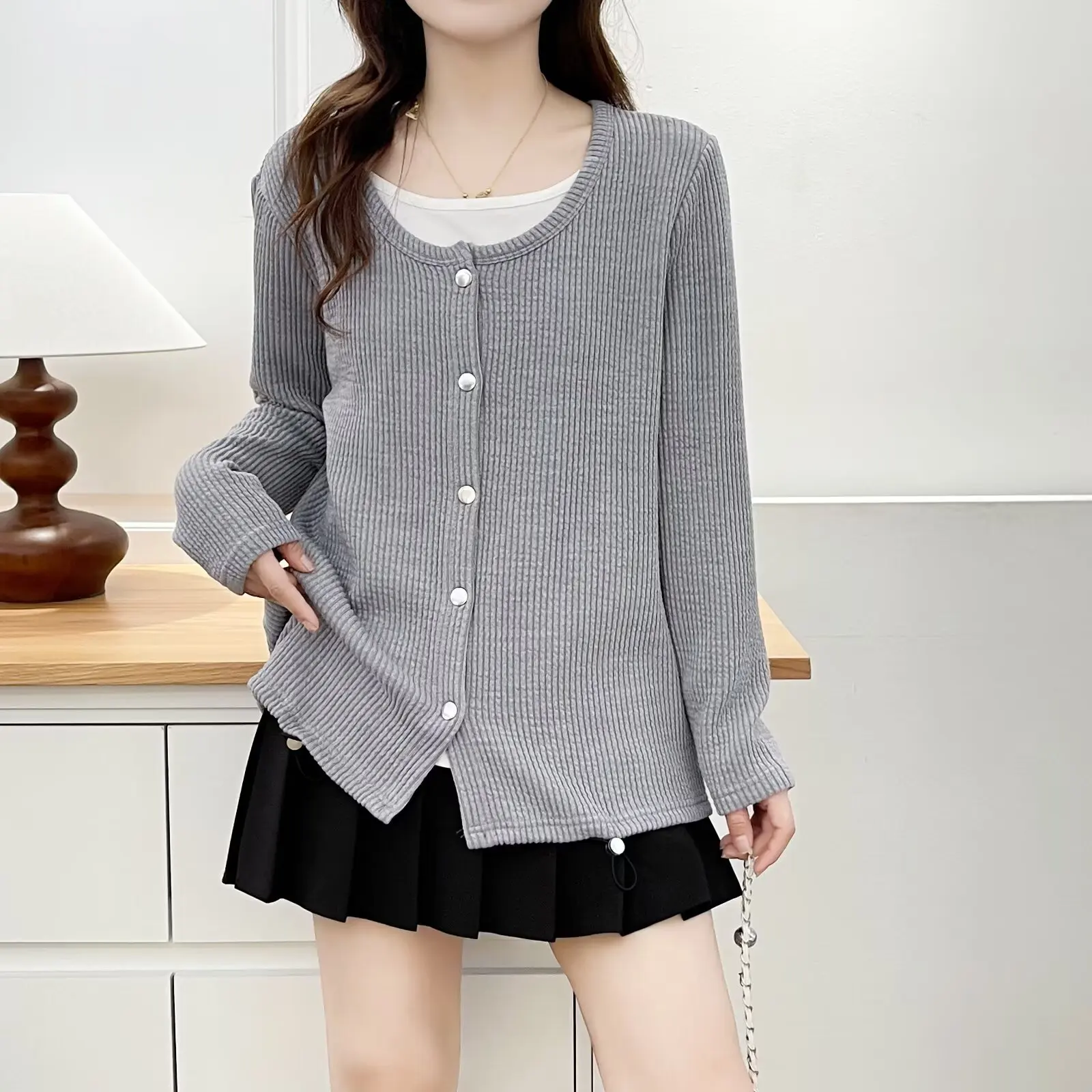 XXXXL Fashion Plus Size Women's Sweaters Retro Fake Two Pieces Knitted New Autumn Casual Long Sleeved Jumpers 2562