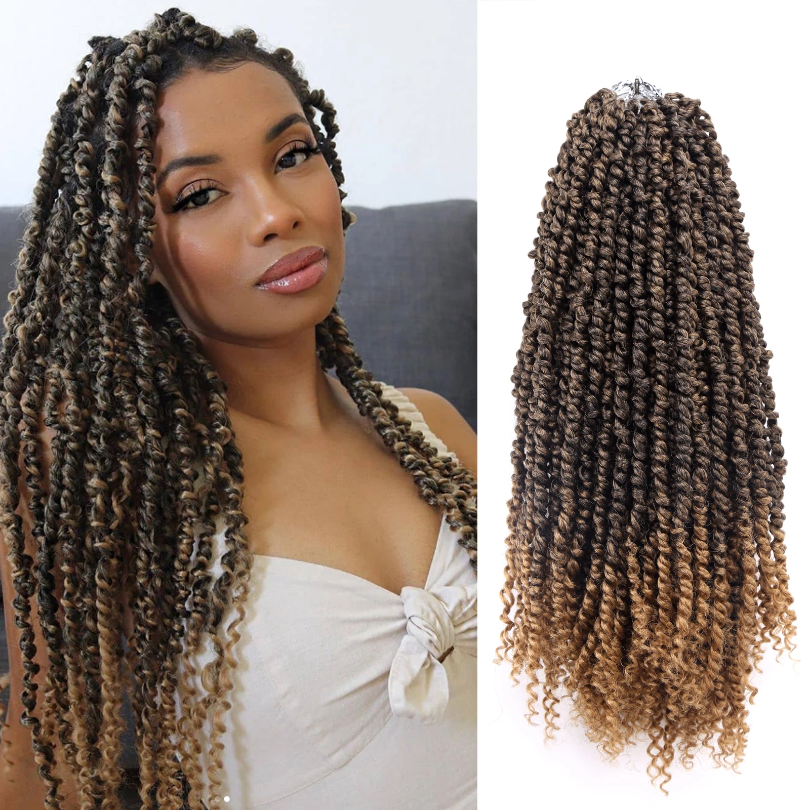 Intrecciatura Sintetica Passion Twist Crochet Hair Water Wave Crochet Hair Per Faux Locs Spring Twist Butterfly Locs Bohemian Curly