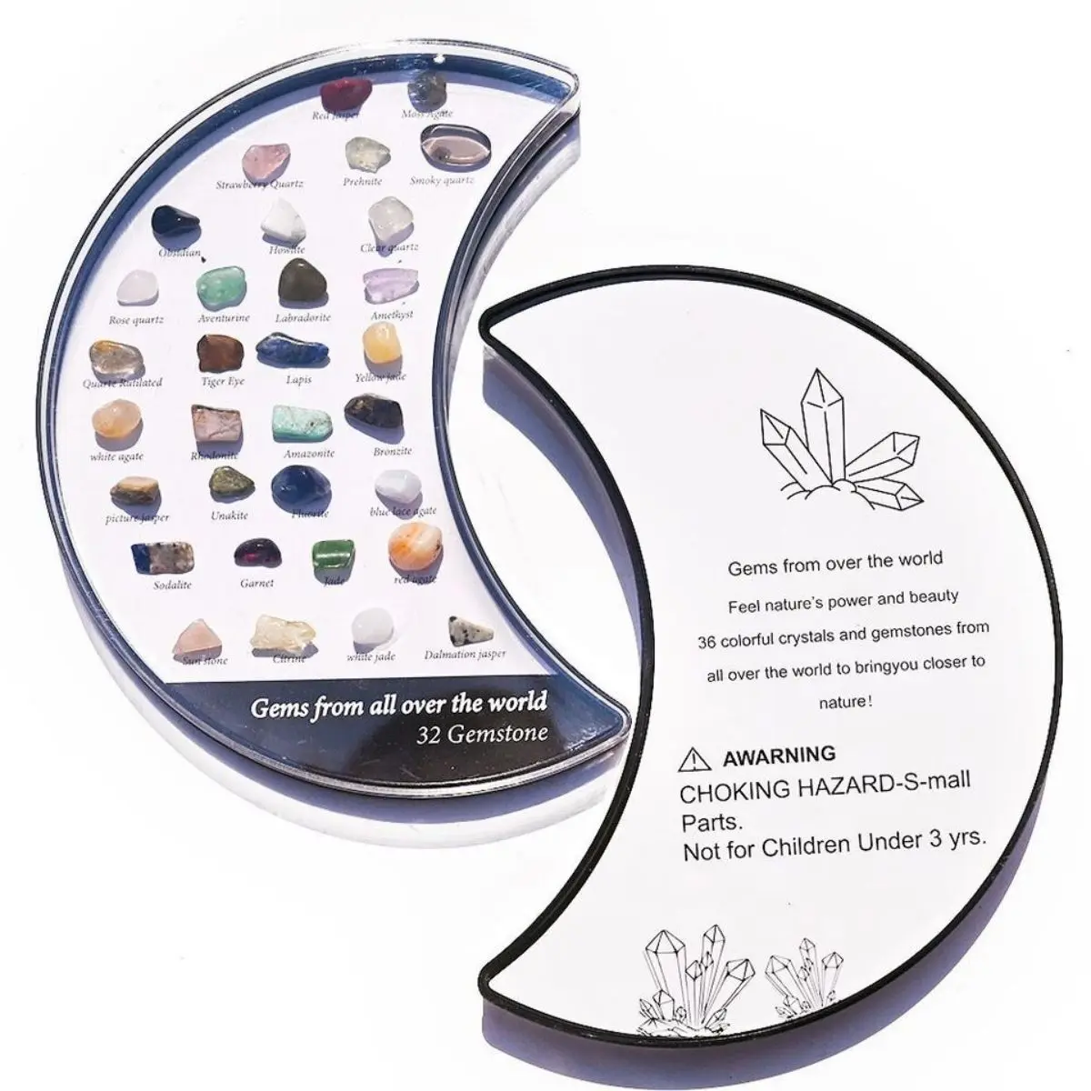 36/32 Assorted Natural Crystal Stones Gem Sets