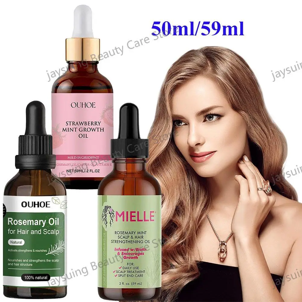 

Rosemary Mint Scalp Hair Strengthening Oil Biotin Essential Oils Nourishing Treatment Split Ends Dry All Types 50ml/59ml