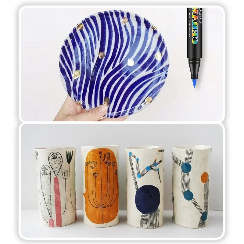 Guangna 6650 소프트 헤드 세라믹 페인팅 펜 세트 12/24 색상 DIY 크리 에이 티브 유리 중국 낙서 소프트 펜