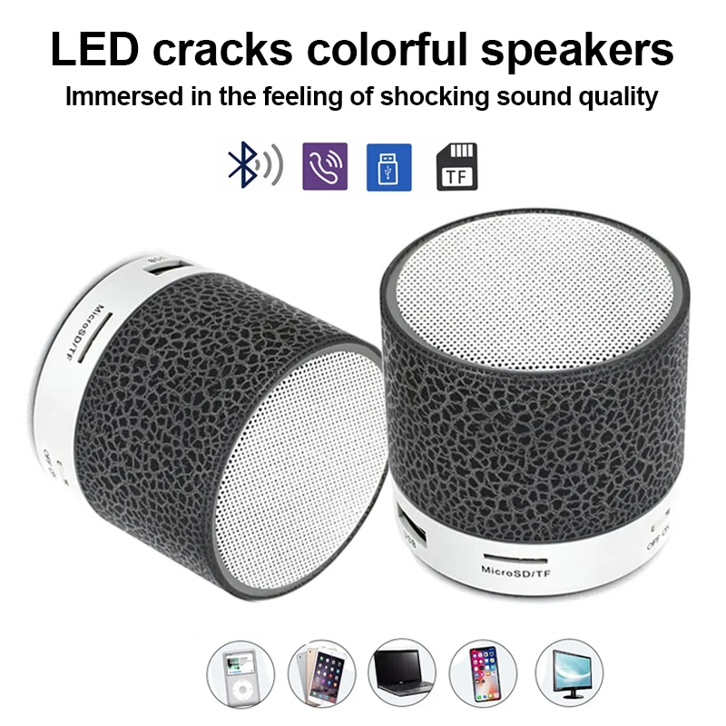 Mini Alto-falante Bluetooth sem Fio Led Colorido Cartão tf Subwoofer Usb Portátil Mp3 Coluna de Som de Música para pc Telefone