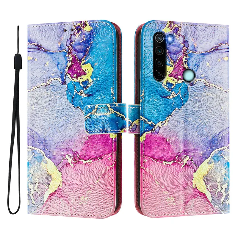 Leather Flip Wallet Phone Case with Magnetic Closure and Artistic Design - Cat, Flower, and Bear Motifs