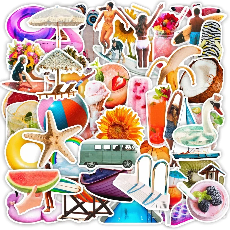 

10/30/50pcs Hawaii Surfing Vacation Stickers Summer Tropical Surf Beach Waterproof Stickers DIY Surfboard Bottle Car Skateboard