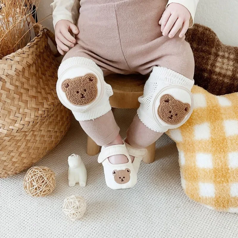 Children Leg Warmers Knee Protector 2pc Baby Cartoon Knee Pads Cotton Mesh Crawling Elbow Toddler Protector Safety Infant Kneepad Leg Warmer Kids Cushion Legging