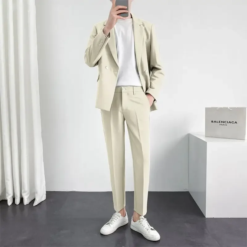 thumbnail image 1 of Trajes y blazers completos para hombre, tendencias de primavera y otoño, trajes, conjunto de 2 piezas, ropa informal masculina de alta calidad 2024, ropa elegante, 1 of 5