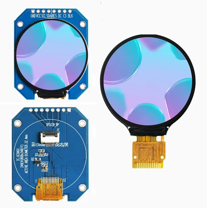 IPS 1.28인치 8PIN/12PIN SPI TFT LCD 컬러 원형 스크린 모듈 GC9A01 드라이브 IC 240(RGB)*240
