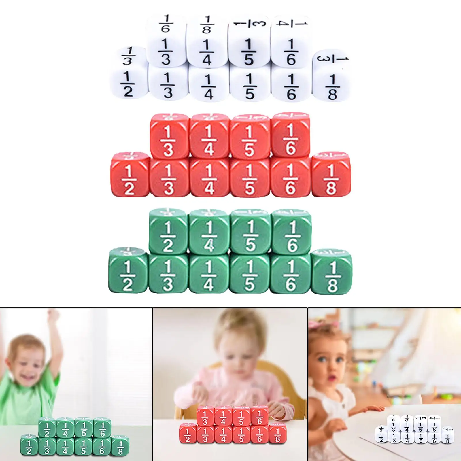 10x 4TH Grade Fraction Dice Educational Dice Math Manipulatives