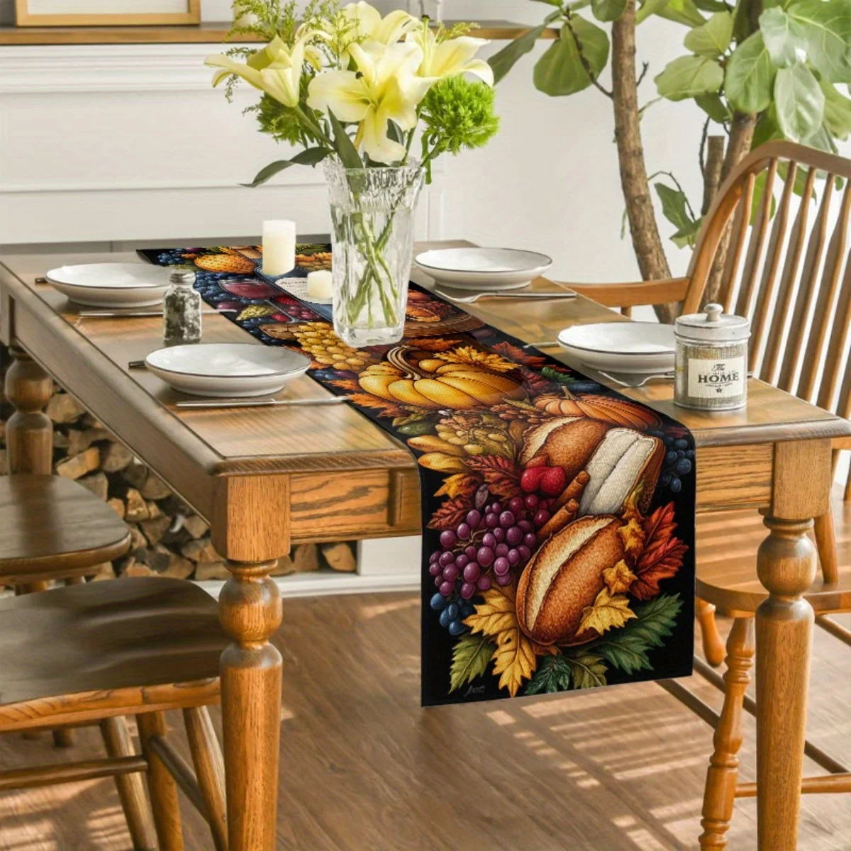 Pumpkin Grape Red Wine Harvest Table Runner 4